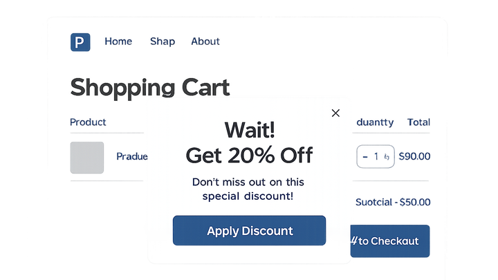Illustration of Cart abandonment pop-up