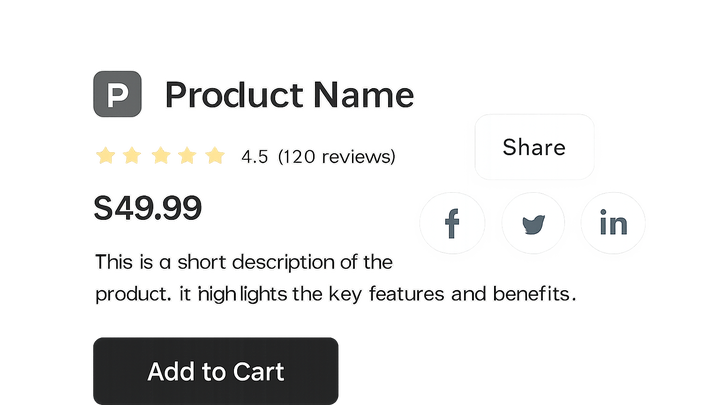 Illustration of Product page social sharing
