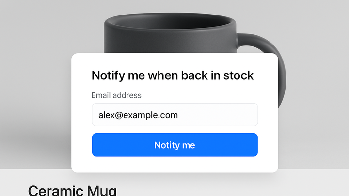 Illustration of Product page stock alerts